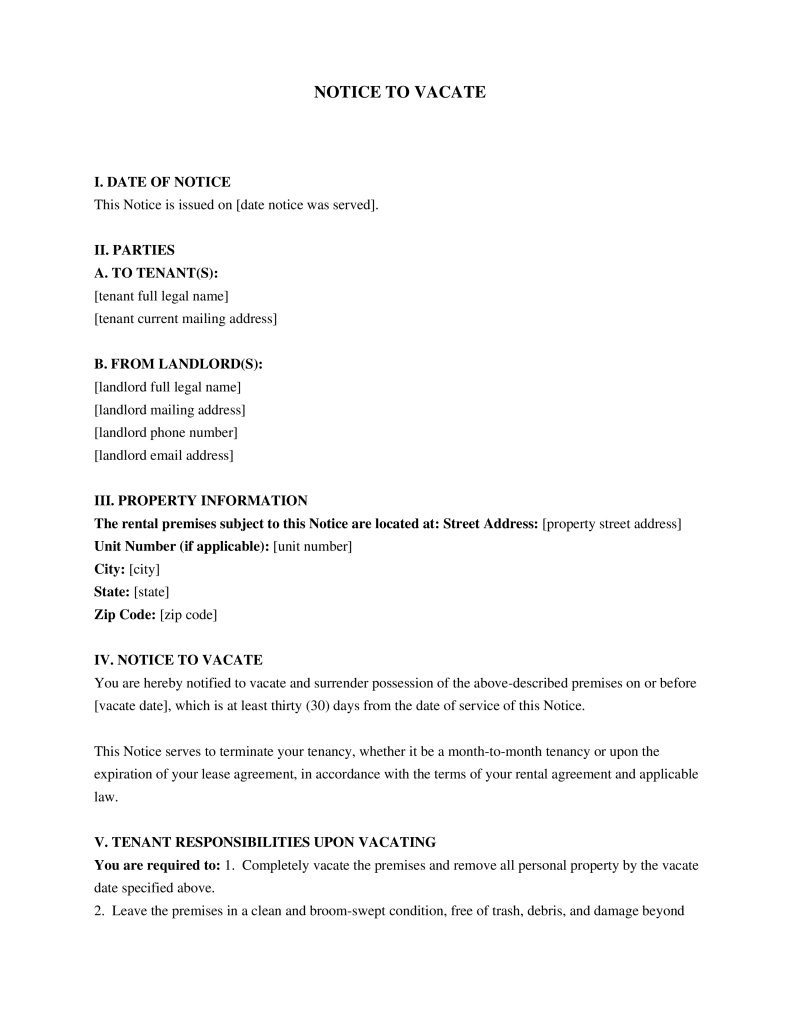 30 Day Notice to Quit Preview