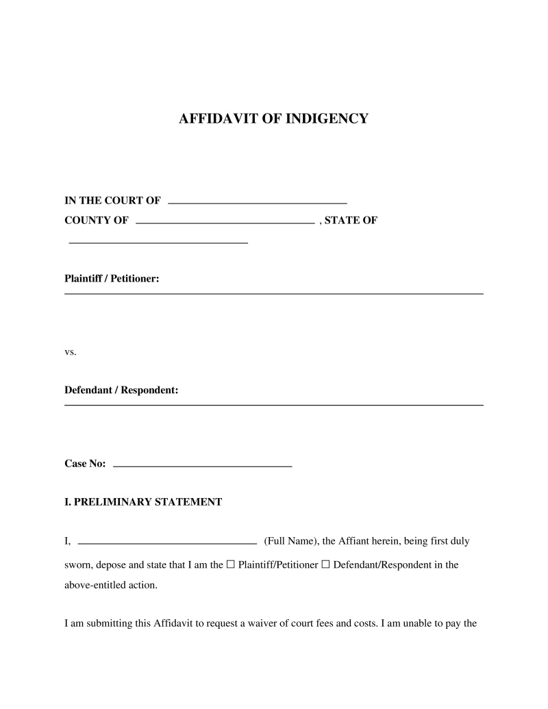 Affidavit of Indigency