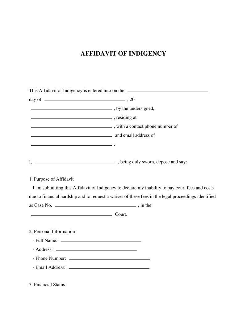 Affidavit of Indigency