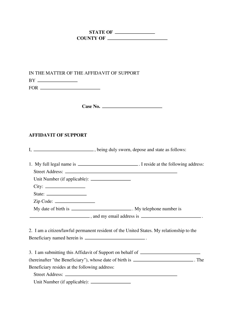 Affidavit of Support Preview