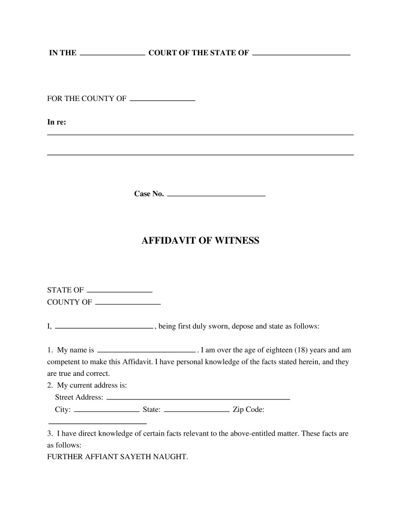 Affidavit of Witness Preview