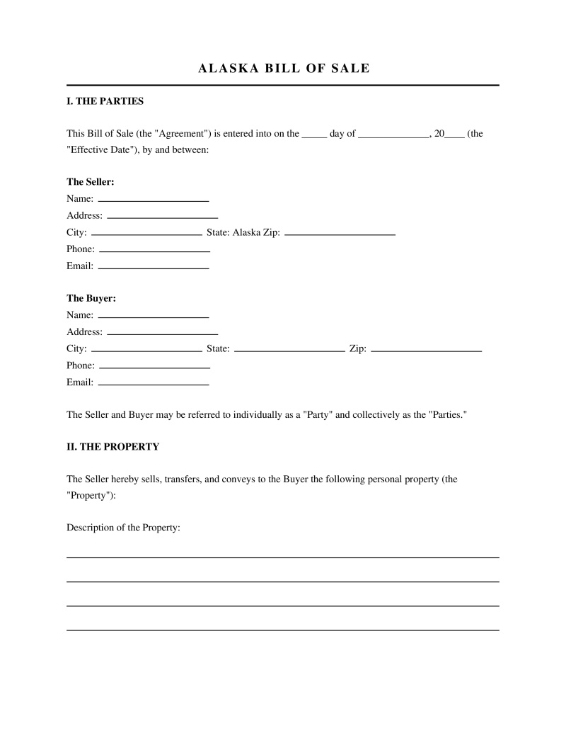 Alaska Bill of Sale
