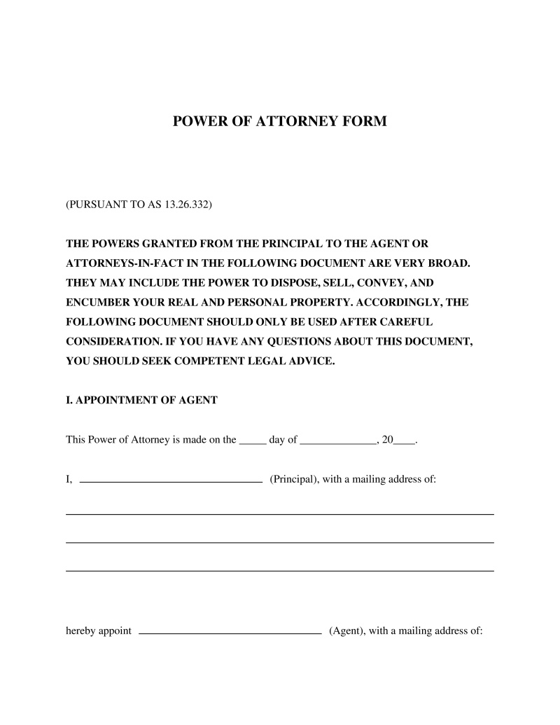 Alaska Power of Attorney Preview