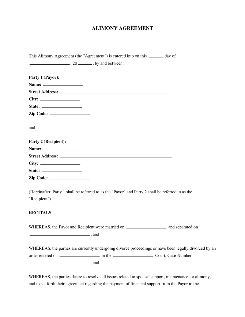 Alimony Agreement