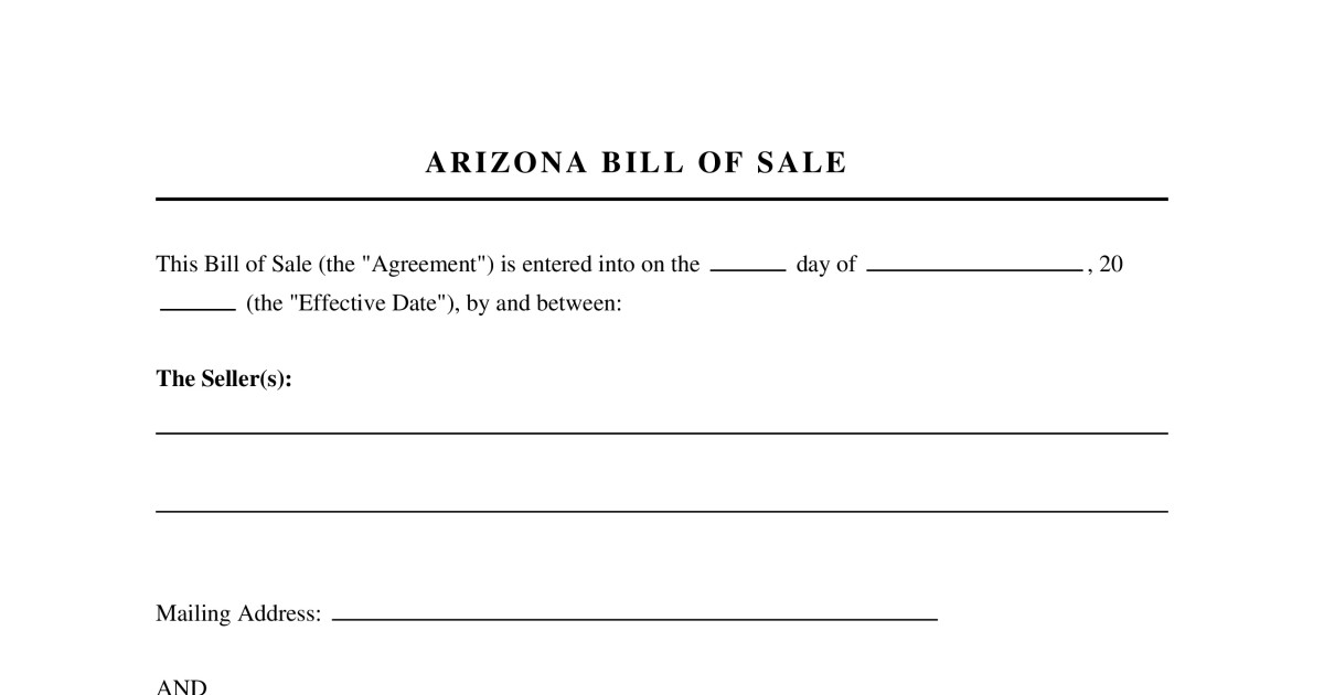 Free Arizona Bill of Sale | PDF | LegalTemplates