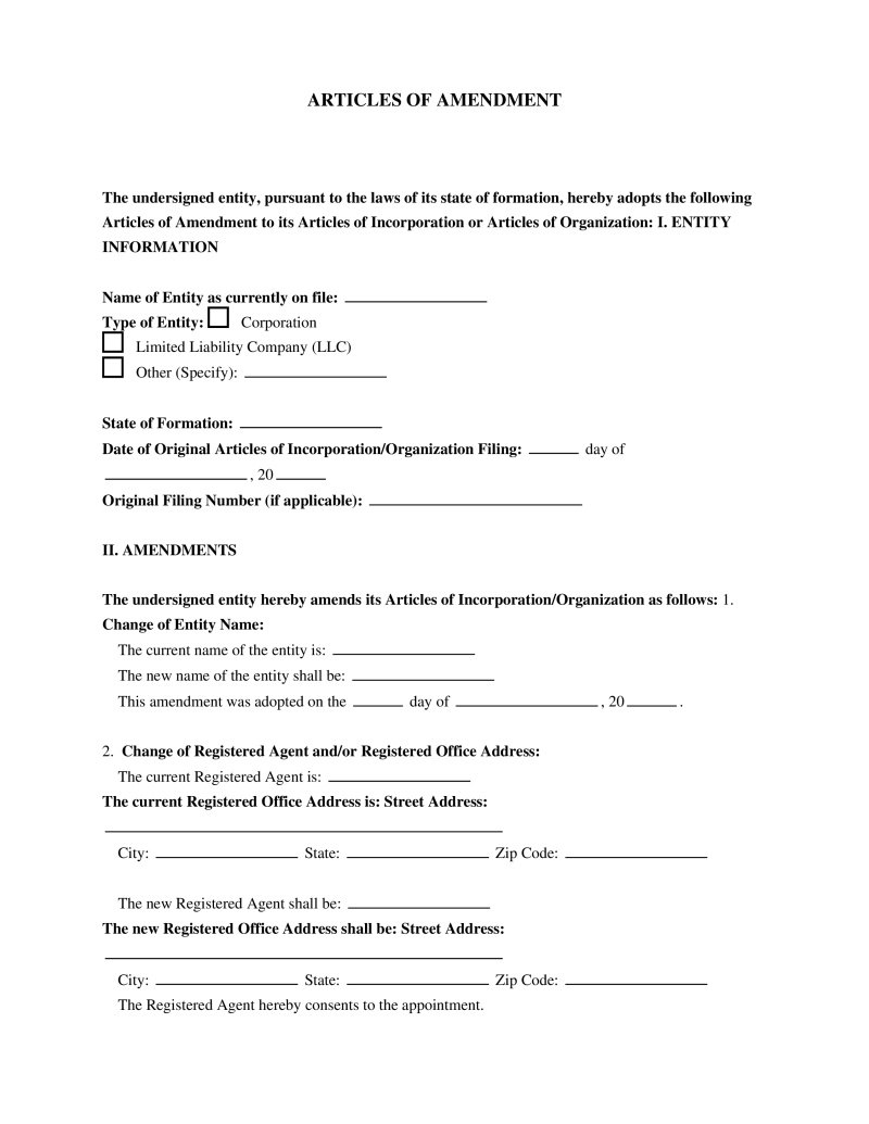 Articles of Amendment Preview