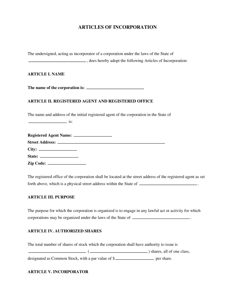 Articles of Incorporation
