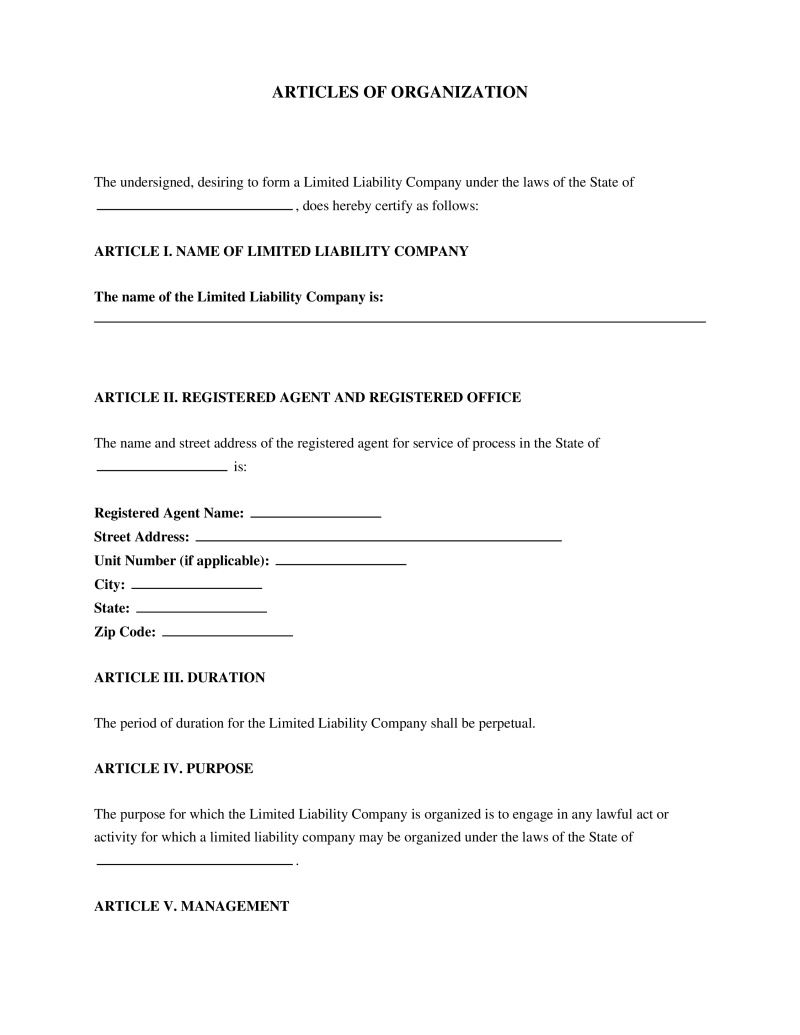 Articles of Organization