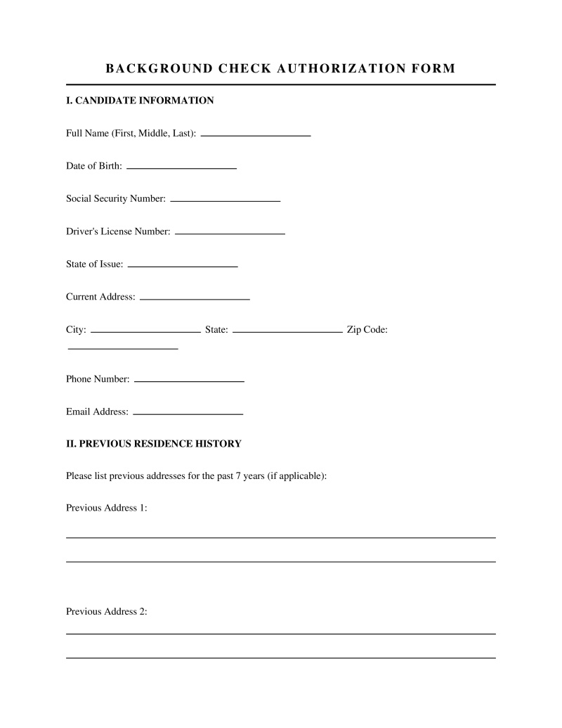 Background Check Authorization Form Preview