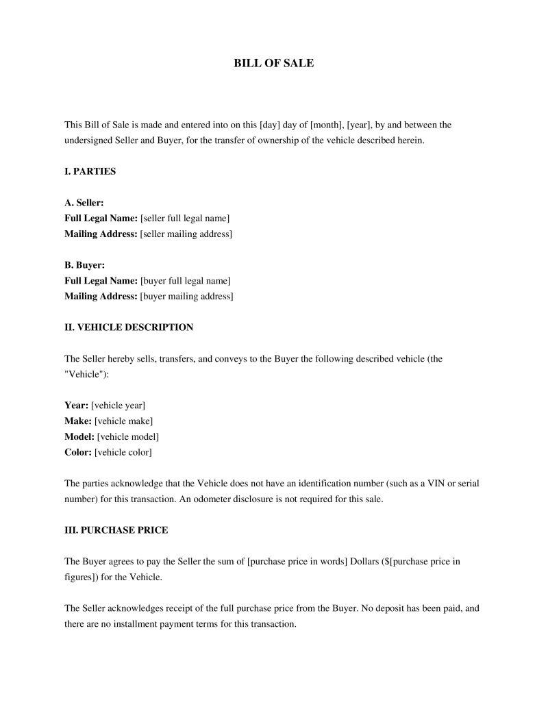 Kentucky Bill of Sale Preview