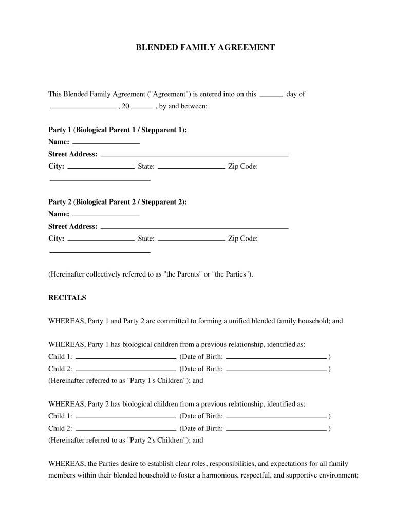 Blended Family Agreement Preview