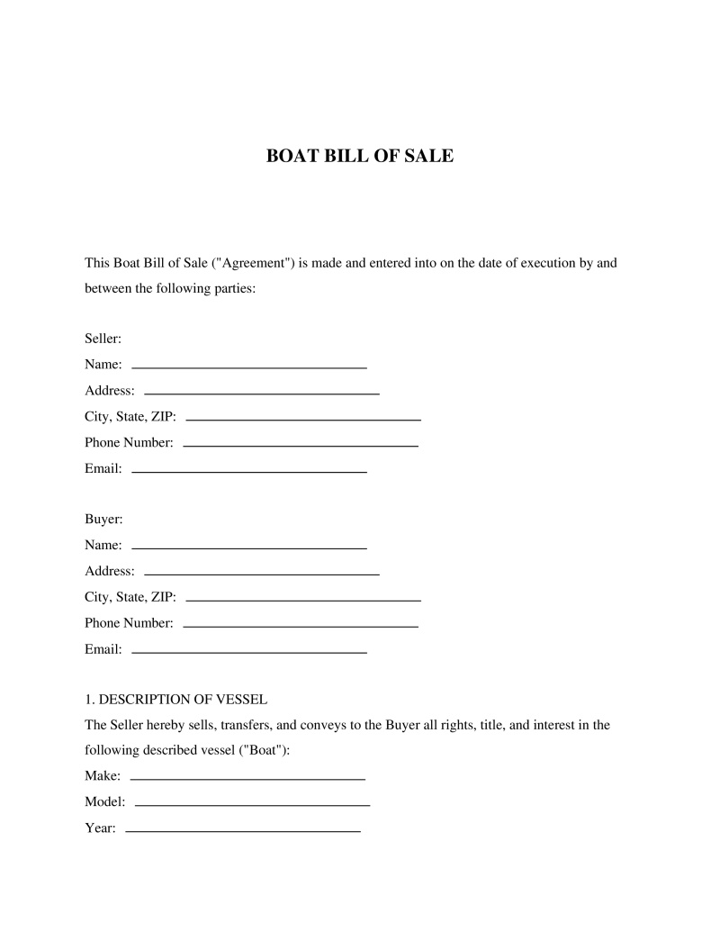 Boat Bill of Sale
