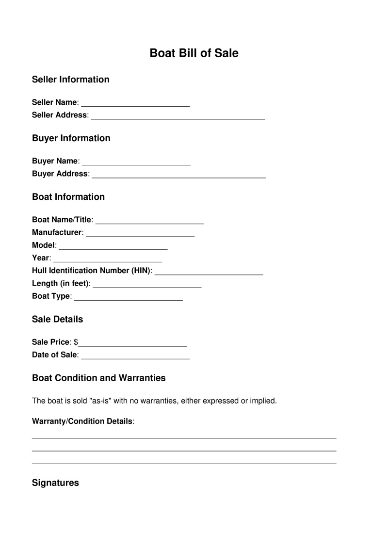 Boat Bill of Sale