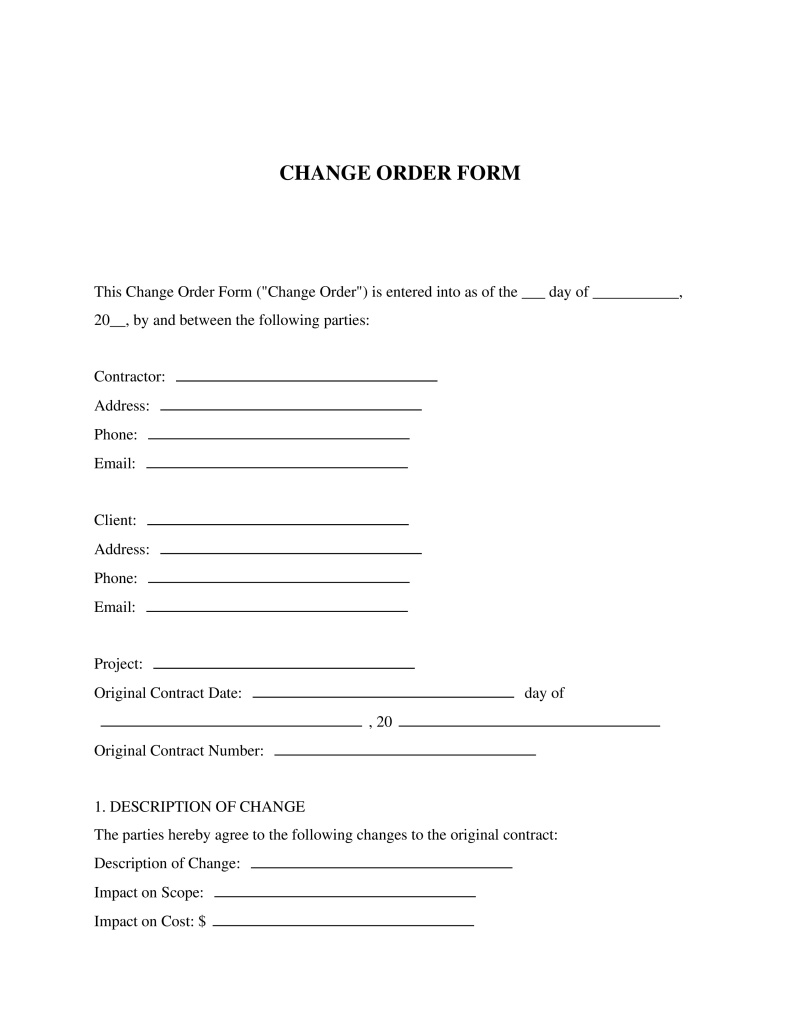 Change Order Form