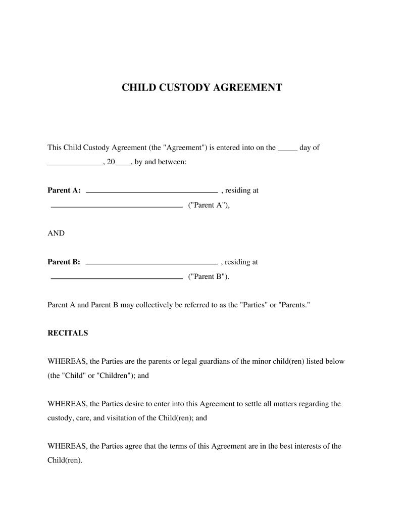 Child Custody Agreement Preview