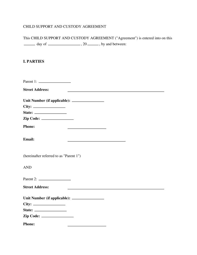Child Support Agreement Preview