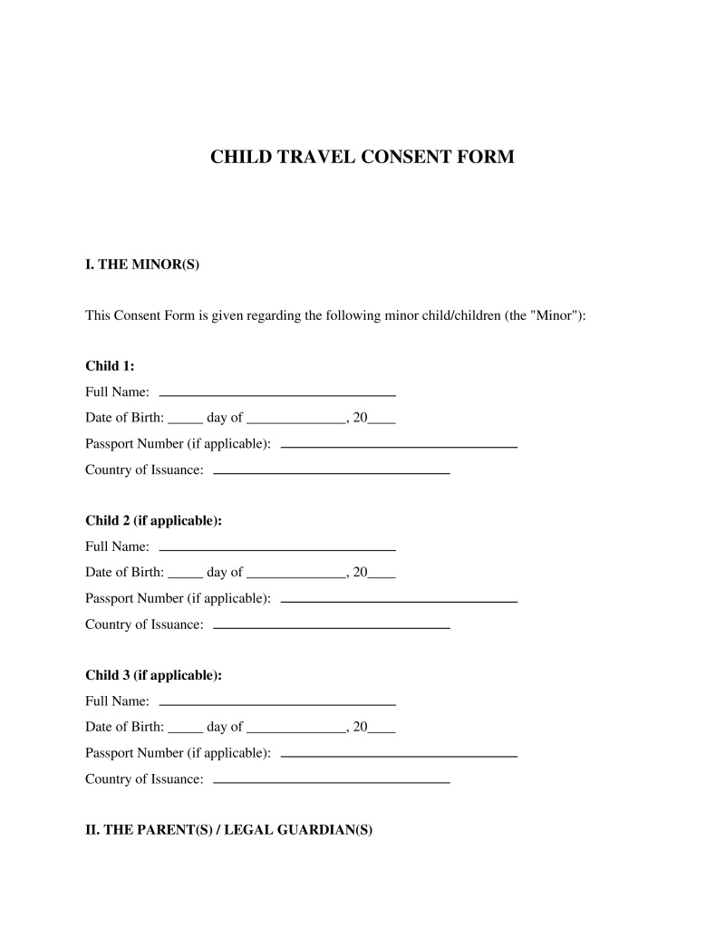 Child Travel Consent Form