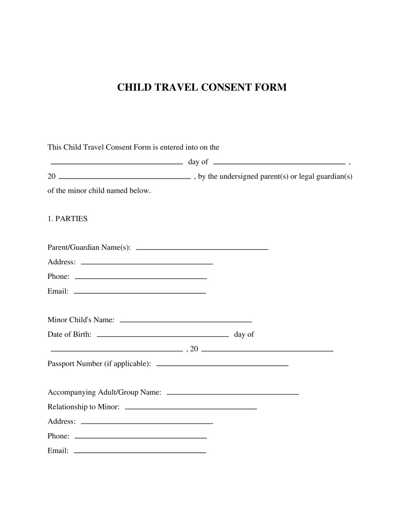 Child Travel Consent Form