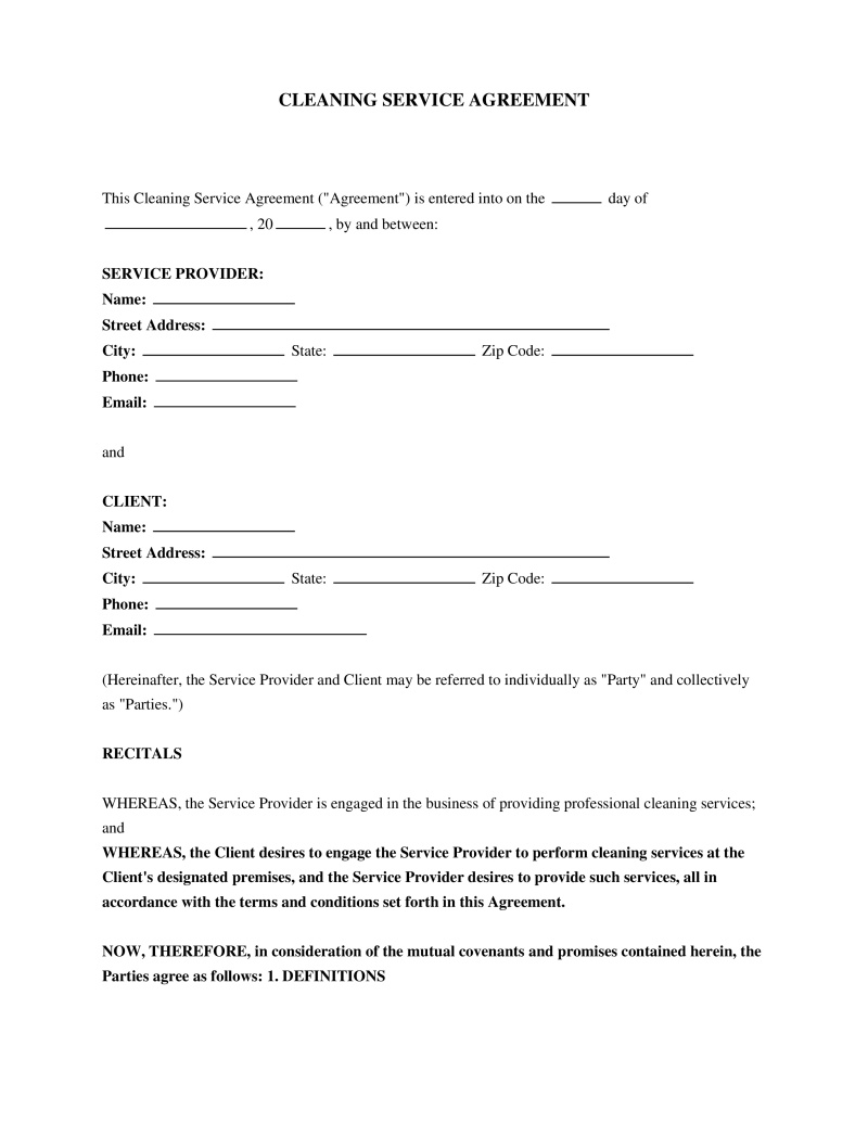 Cleaning Service Contract Preview