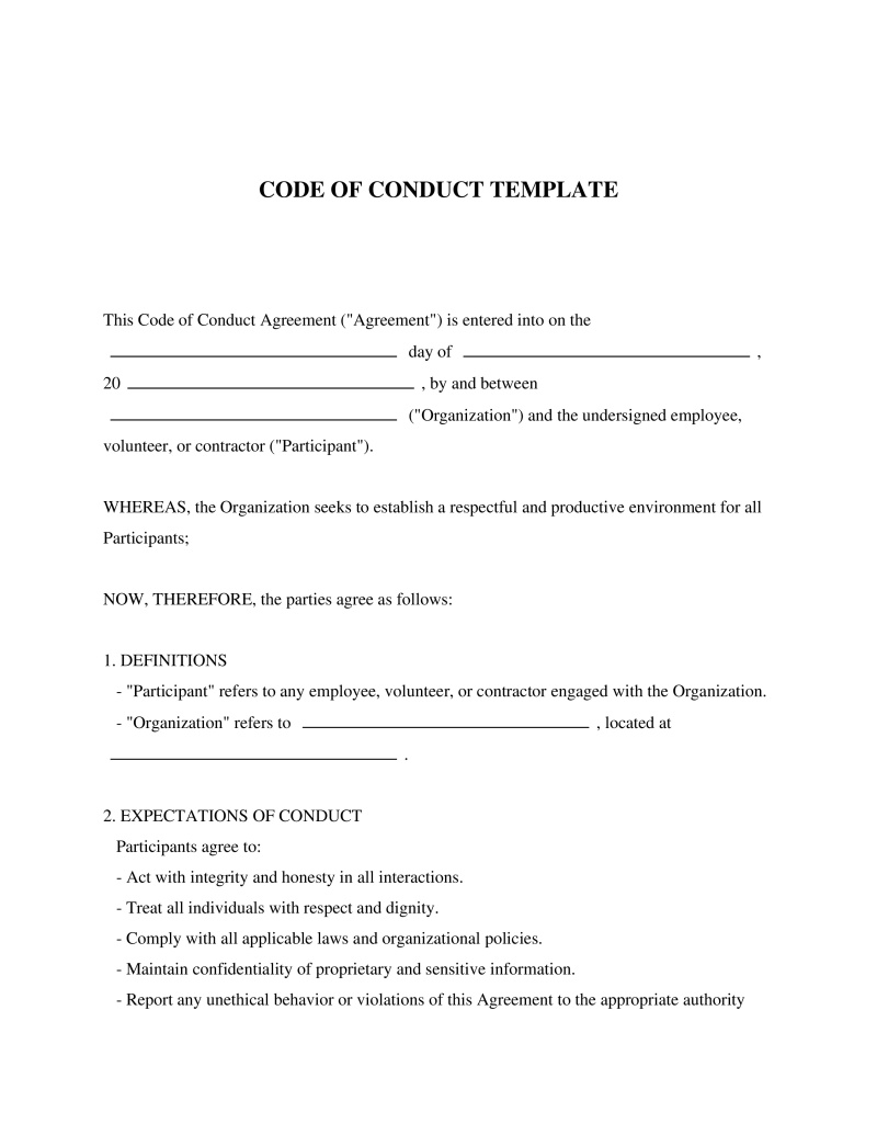 Code of Conduct Template Preview