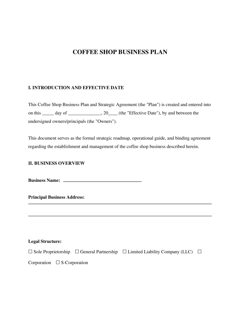 Coffee Shop Business Plan Preview