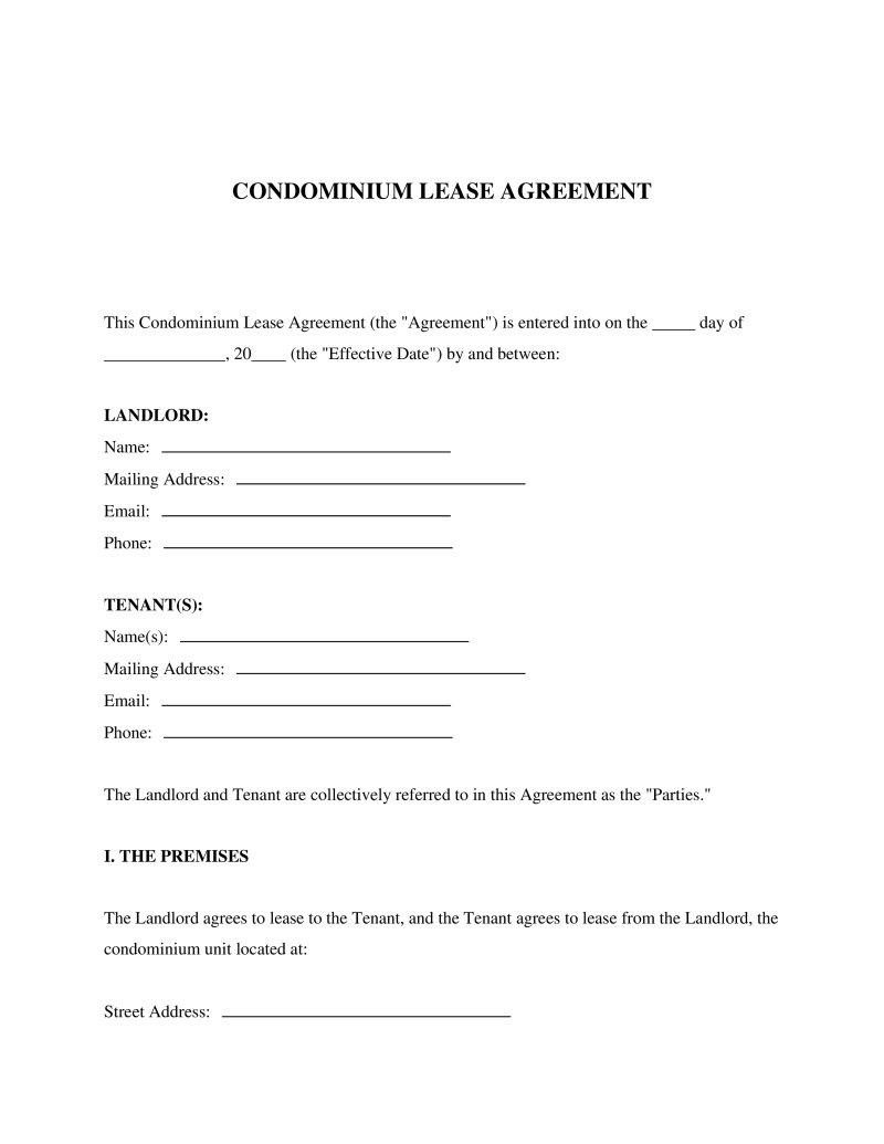 Condominium Lease Agreement