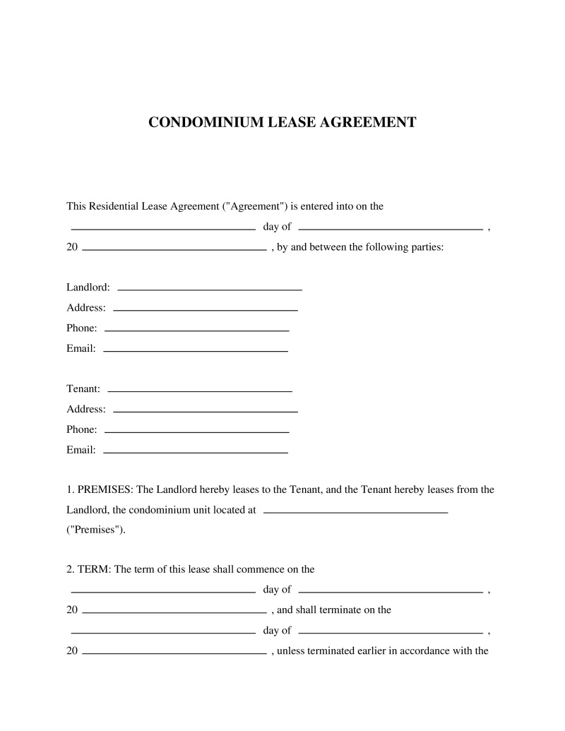 Condominium Lease Agreement