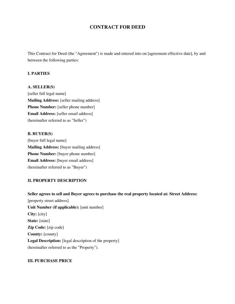 Contract for Deed Preview