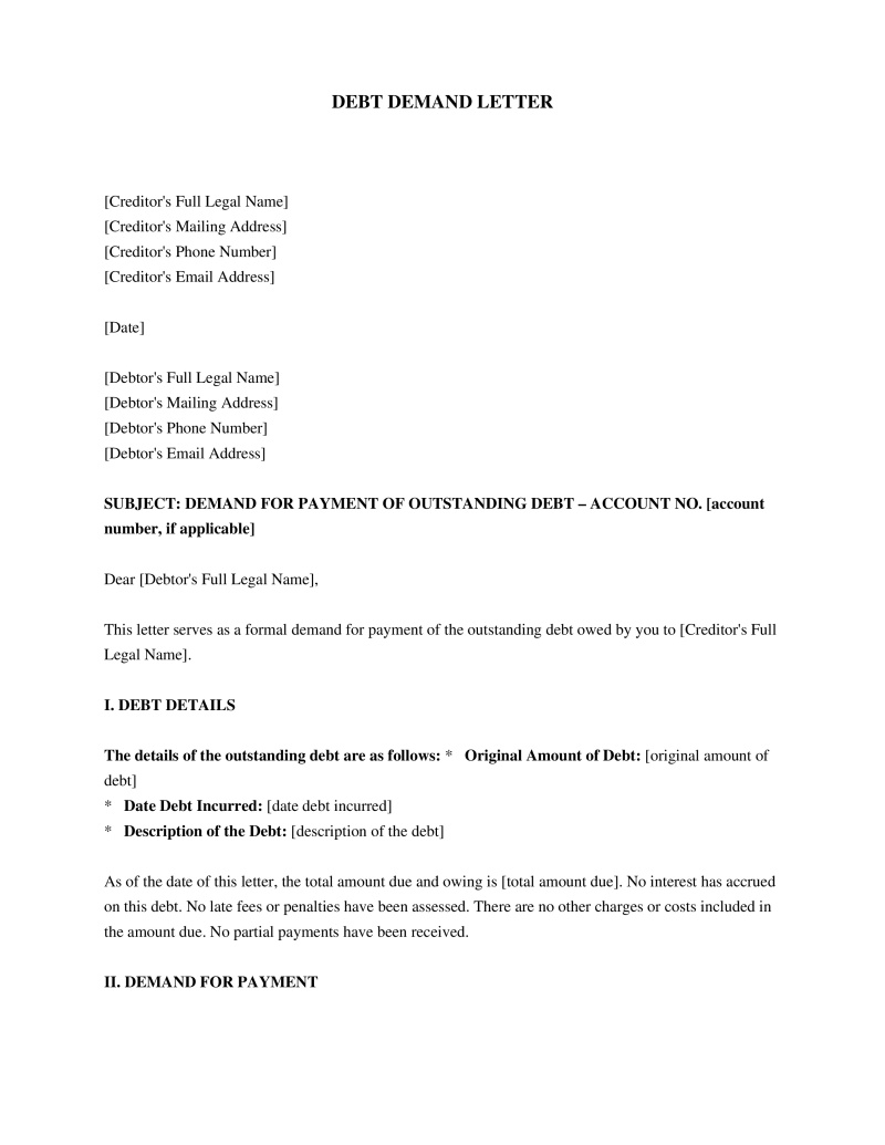 Debt Demand Letter Preview