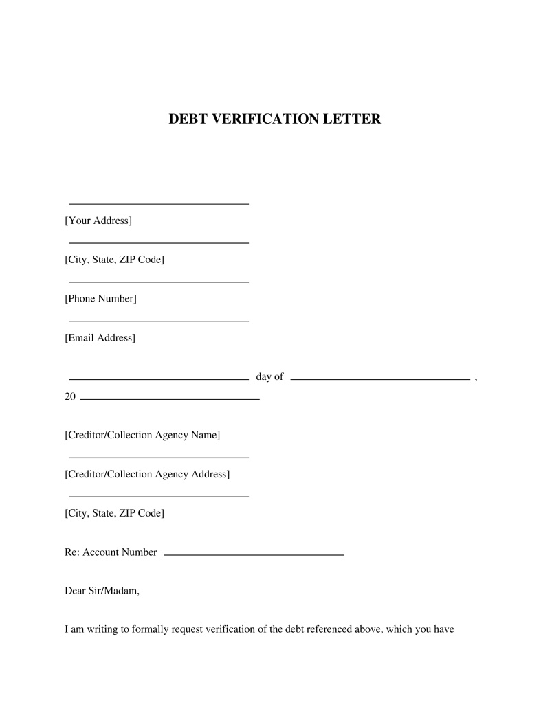 Debt Verification Letter