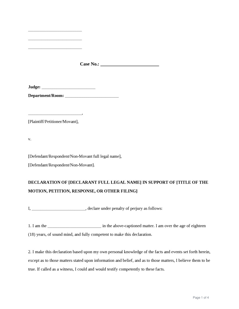 Declaration for Court Case Preview