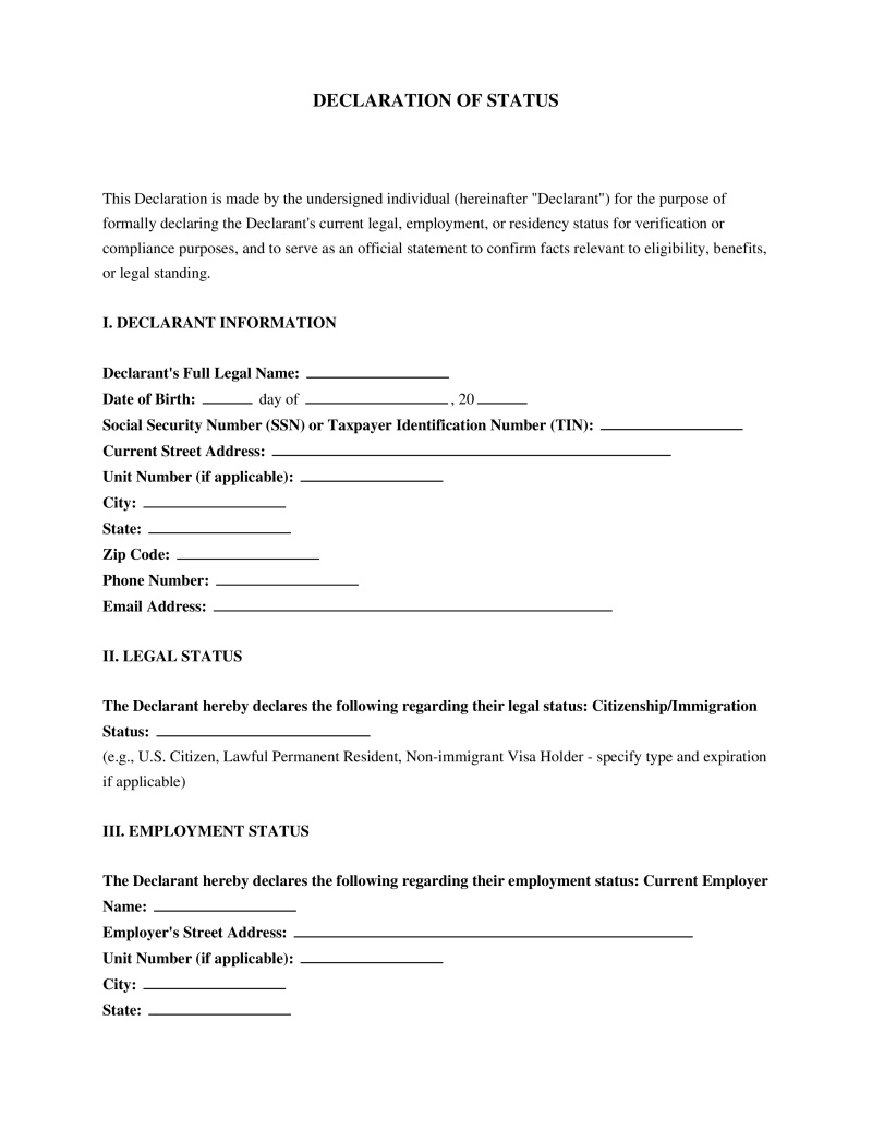 Declaration of Status