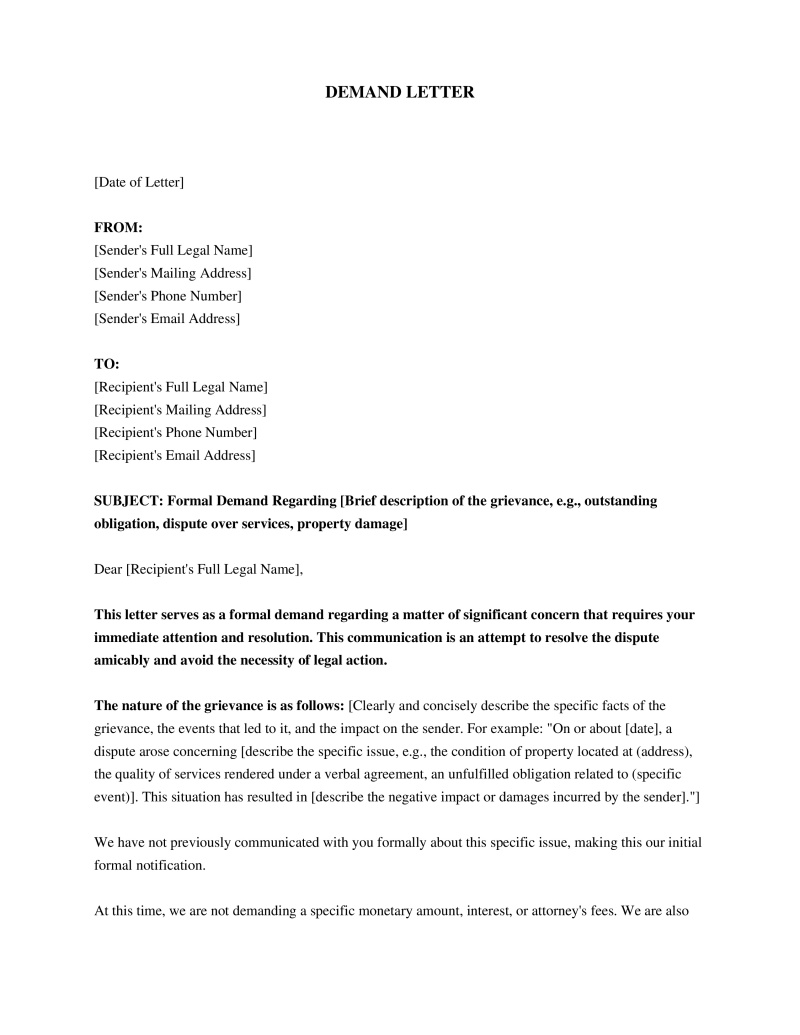 Demand Letter Template