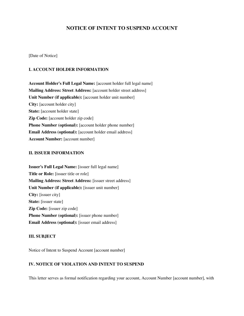 Demand Letter for Account Suspension Preview