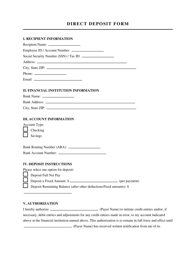 Direct Deposit Form