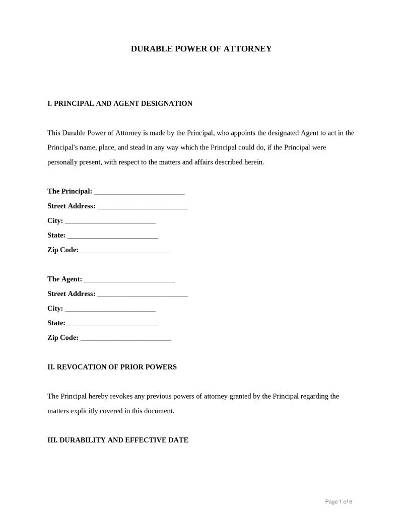 Durable Power of Attorney preview