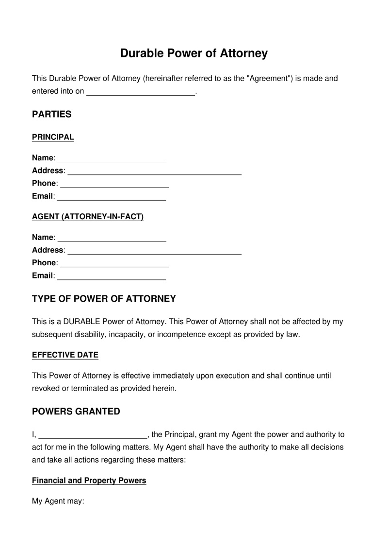 Durable Power of Attorney