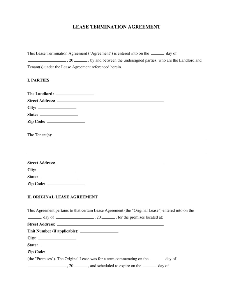 Early Termination of Lease Term Addendum Preview
