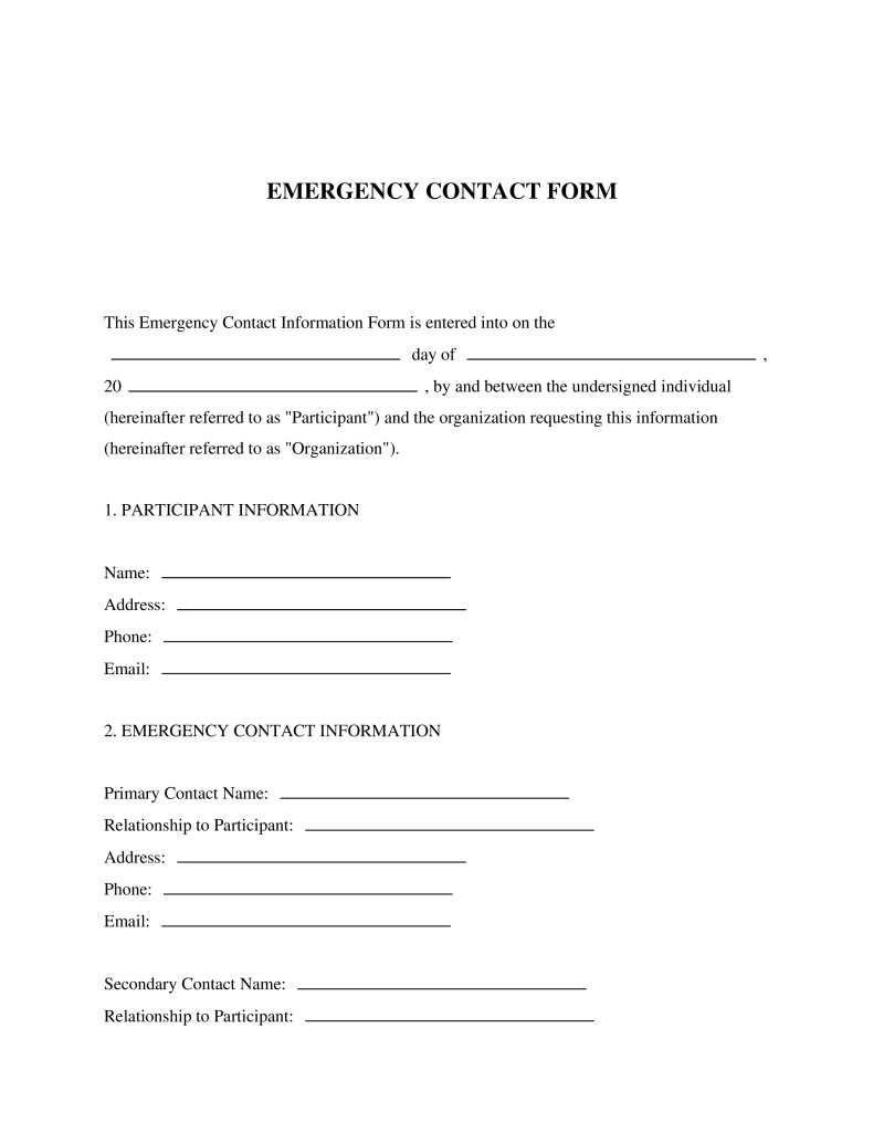 Emergency Contact Form Preview