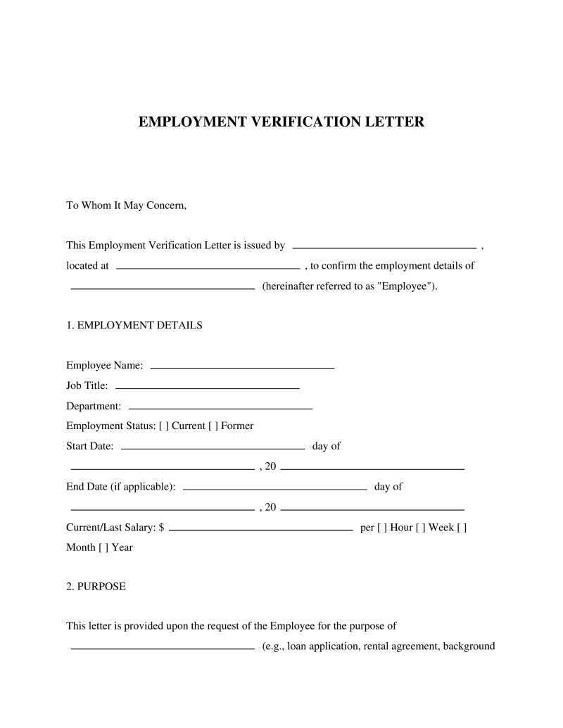 Employment Verification Letter Preview