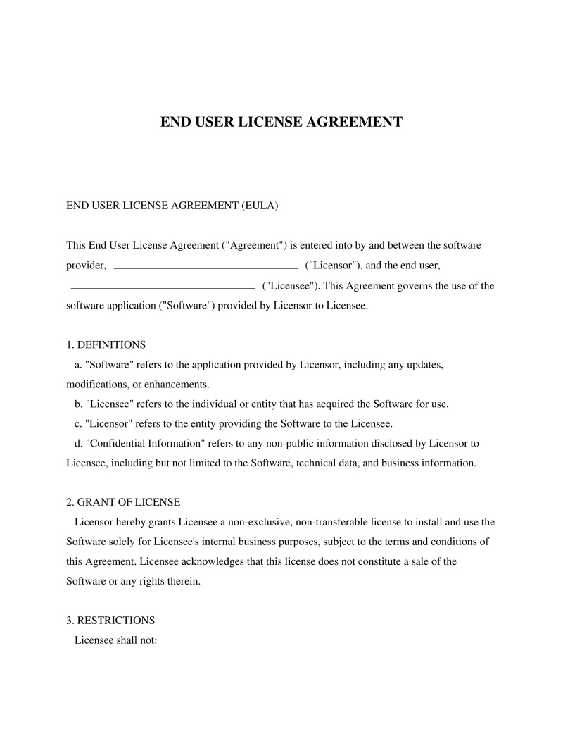 End User License Agreement Preview