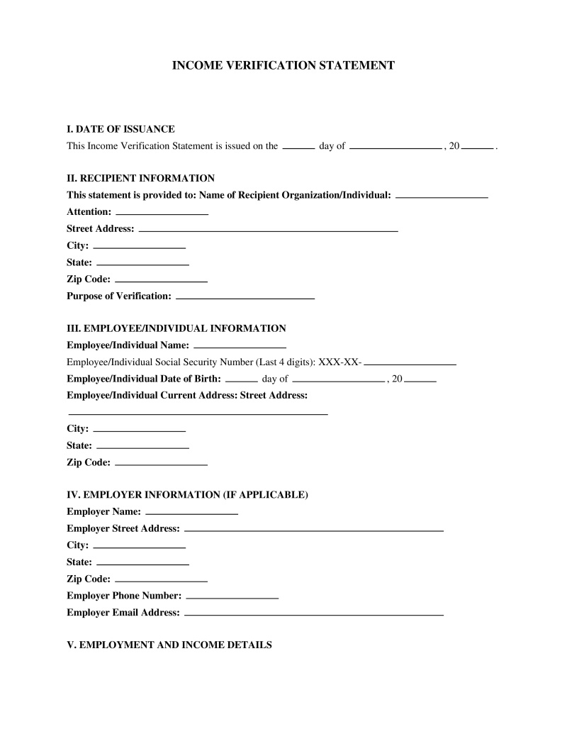 Evidence of Income Letter Preview