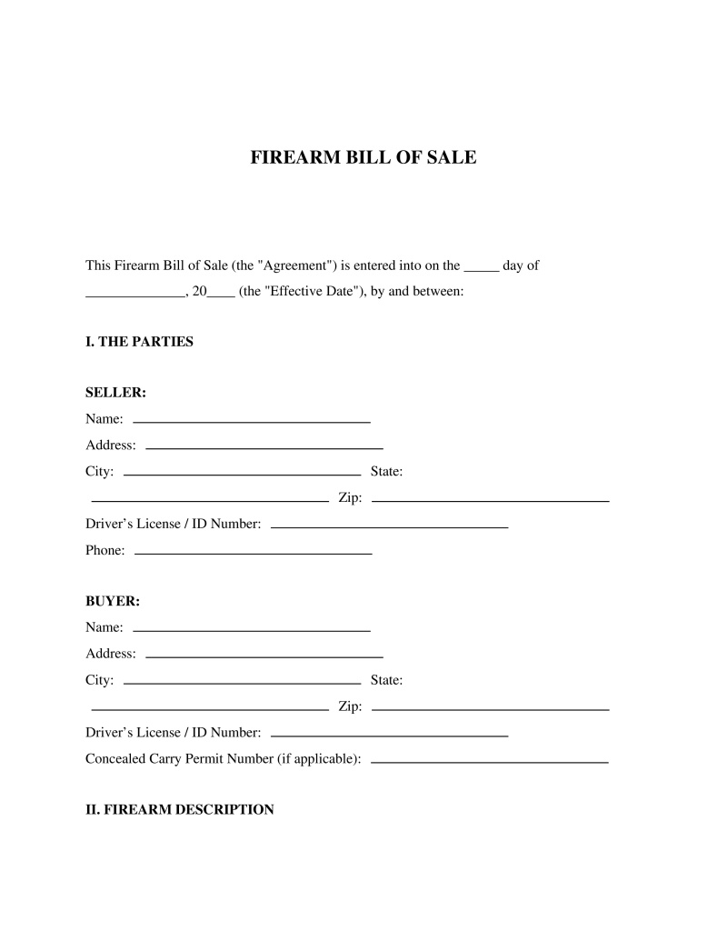 Firearm Bill of Sale