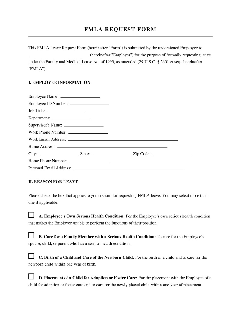 FMLA Request Form