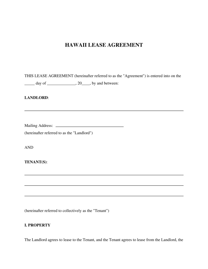 Hawaii Lease Agreement Preview
