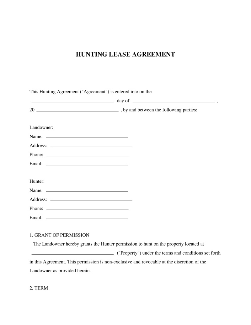 Hunting Lease Agreement
