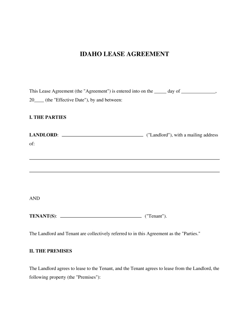 Idaho Lease Agreement Preview