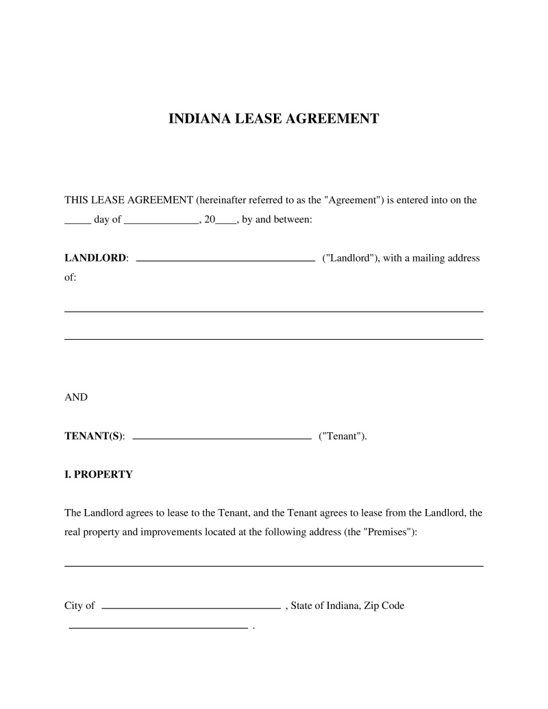 Indiana Lease Agreement Preview