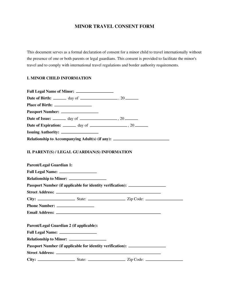 International Minor Travel Authorization Letter Preview