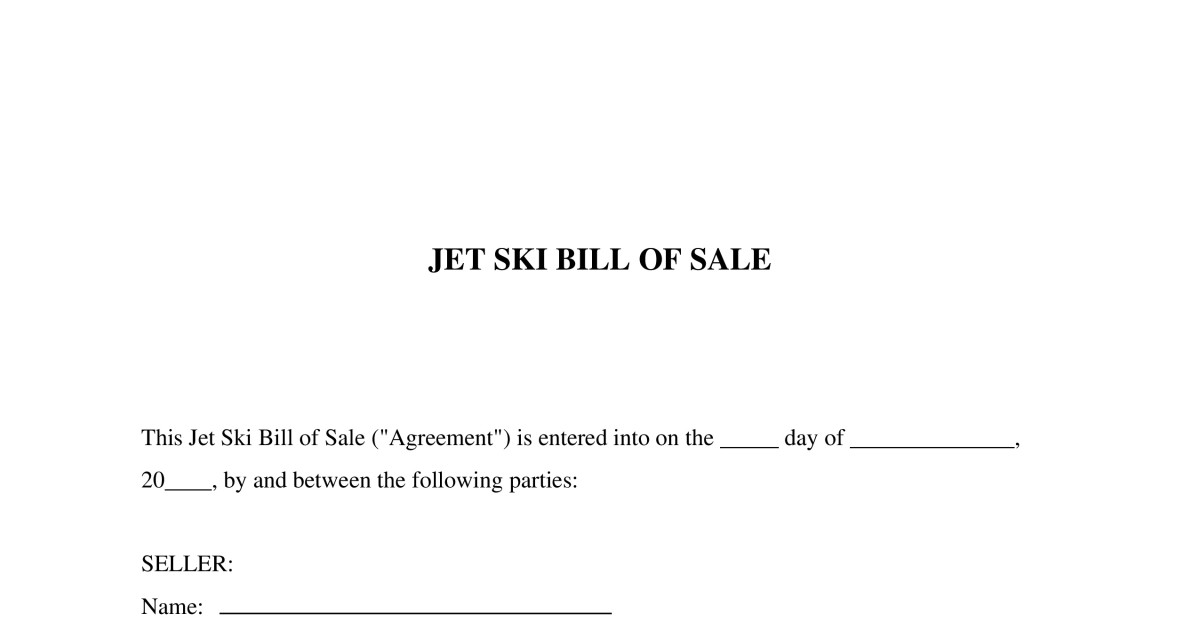 Free Jet Ski Bill of Sale Template | PDF & Word | LegalTemplates